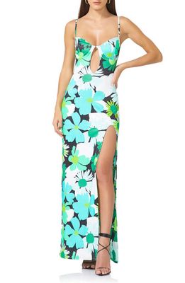 AFRM Ives Cutout Bustier Knit Maxi Dress in Large Retro Bloom