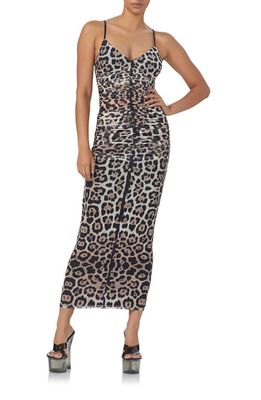 AFRM Lupita Ruched Body-Con Dress in Placed Leopard
