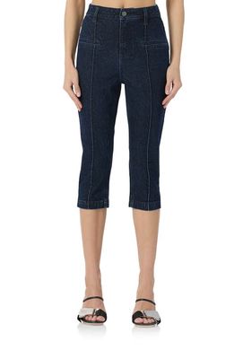 AFRM Pixie Pintuck Capri Jeans in Rinse Dark Wash