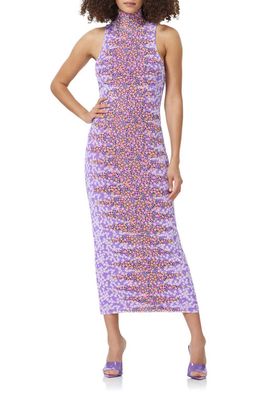 AFRM Serenity Sleeveless Turtleneck Midi Dress in Placed Violet Ditsy