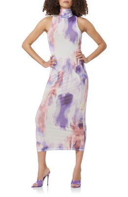 AFRM Serenity Turtleneck Sheath Dress in Violet Watercolor