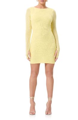 AFRM Tulah Butterfly Embellished Long Sleeve Body-Con Dress in Buttercup