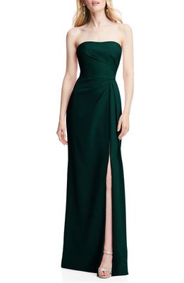 After Six Strapless Crepe Trumpet Gown in Evergreen