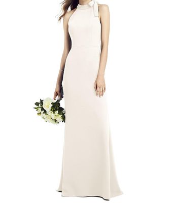 After Six Women's Bow-Neck Open-Back Trumpet Gown in Ivory