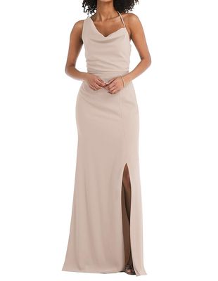 After Six Women's One-Shoulder Draped Cowl-Neck Maxi Dress in Cameo