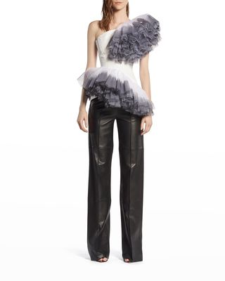 Afterword Straight-Leg Leather Pants