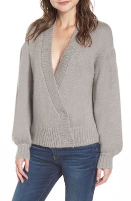 AG Amari Bishop Sleeve Crop Sweater in Net Grey