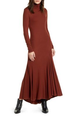 AG Chels Front Slit Long Sleeve Maxi Dress in Rich Crimson