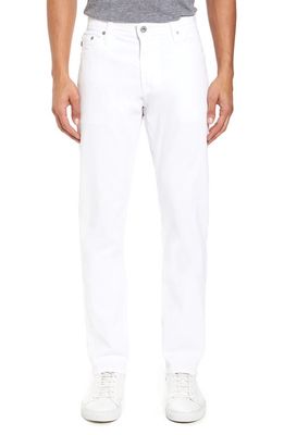 AG Everett Sueded Stretch Sateen Slim Straight Leg Pants in White