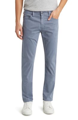 AG Everett Sueded Stretch Sateen Straight Fit Pants in Blue Ice