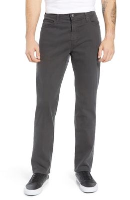 AG Everett Sueded Stretch Sateen Straight Fit Pants in Dark Rock