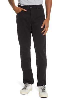 AG Everett Sueded Stretch Sateen Straight Fit Pants in Super Black