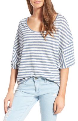 AG Glen Linen Tee in Heather Blue/Powder White