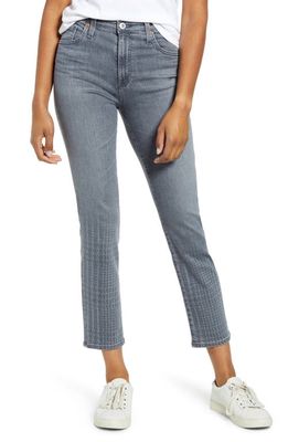 AG Isabelle Crop Jeans in Gray Light Plaid Ombre
