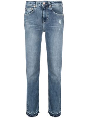 AG Jeans Girlfriend distressed tapered jeans - Blue