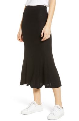 AG Peary Ribbed Midi Skirt in True Black