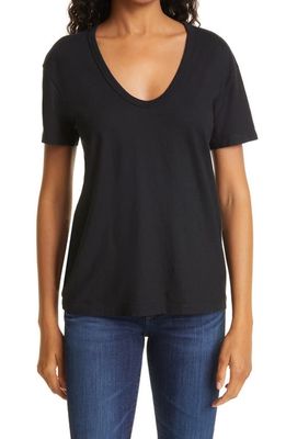 AG Relaxed Cotton U-Neck Tee in True Black