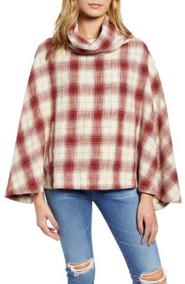 AG Ronnie Plaid Poncho in Natural/Tannic Red
