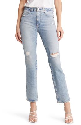 AG Saige Distressed Ankle Straight Leg Jeans in Apparition Destructed