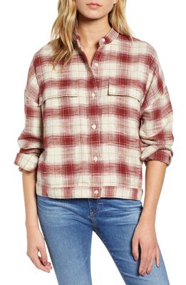 AG Smith Plaid Shirt Jacket in Natural/Tannic Red