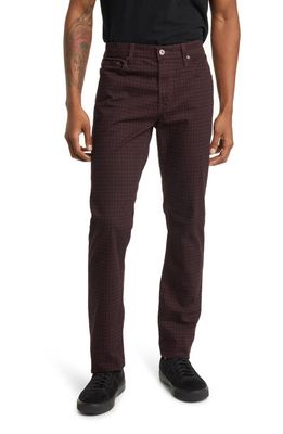 AG Tellis Slim Fit Stretch Pants in Houndstooth Burgundy Multi