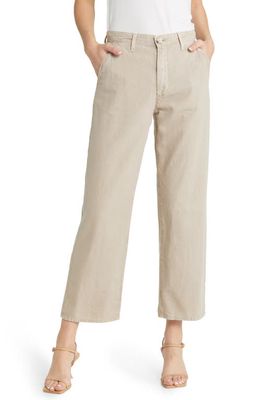 AG The Caden Ankle Straight Leg Linen & Cotton Twill Pants in Sulfur Soft Truffle