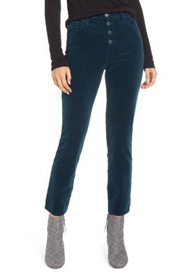 AG The Isabelle Button High Waist Ankle Straight Leg Jeans in Royal Lagoon
