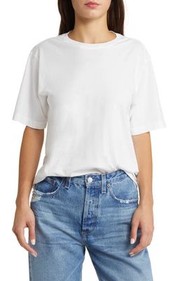 AG x EmRata Albright Stretch Cotton Boyfriend T-Shirt in Ex-White