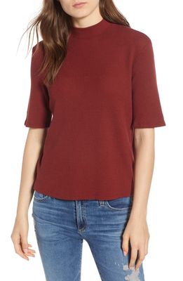 AG Yoni Thermal Mockneck Tee in Tannic Red