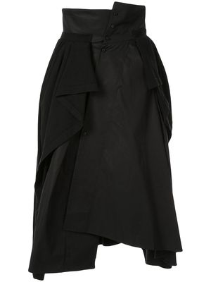 Aganovich jersey-panelled asymmetric skirt - Black