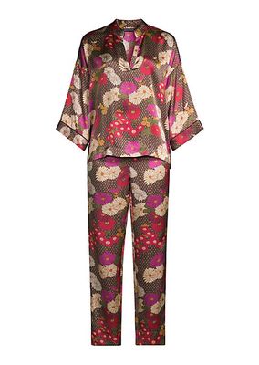 Agathe 2-Piece Floral Silk Pajama Set