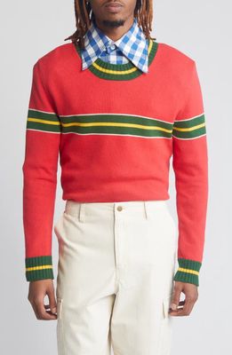 AGBOBLY Togo Stripe Merino Wool Sweater in Red Multi