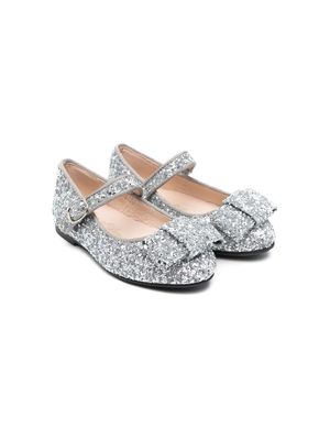 Age of Innocence bow-embellished glitter ballerina shoes - Silver