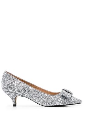 Age of Innocence Jacqueline 60mm bow-embellished pumps - Silver
