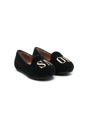 Age of Innocence logo-embroidered suede ballerina shoes - Black