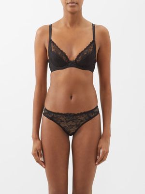 Agent Provocateur - Leni Embroidered-lace Underwired Plunge Bra - Womens - Black