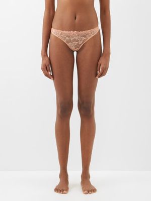 Agent Provocateur - Leni Embroidered-tulle Thong - Womens - Nude