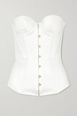 Agent Provocateur - Mercy Strapless Lace-up Cotton-satin Bustier Top - White