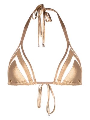 Agent Provocateur Tora lamé triangle bikini top - Gold
