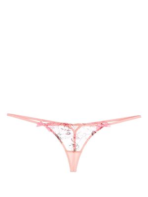Agent Provocateur Zuri floral-embroidered thong - Pink