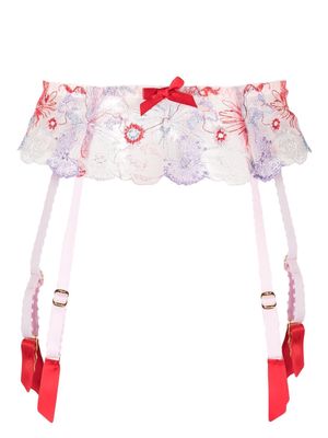 Agent Provocateur Zuri floral-embroidery suspender belt - Red