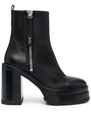AGL 120mm zip-up leather boots - Black