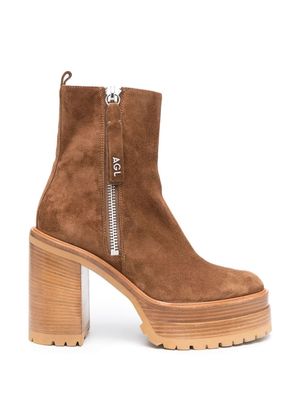 AGL 130mm chunky suede boots - Brown