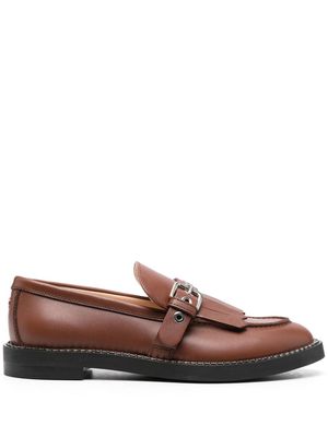 AGL Beat buckled leather loafers - Brown