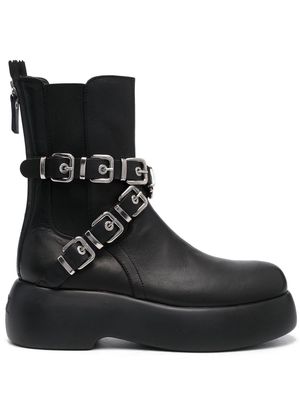 AGL buckle-detail leather boots - Black