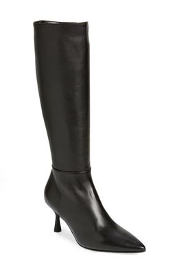 AGL Ide Pointed Toe Knee High Boot in Nero-Nero