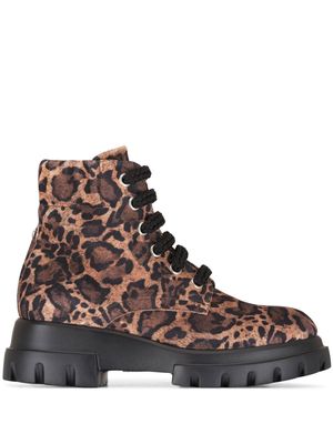 AGL leopard-print lace-up boots - Brown