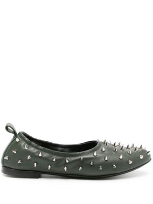 AGL Milly spike-stud leather ballerina shoes - Green
