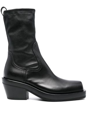 AGL square-toe leather calf-length boots - Black