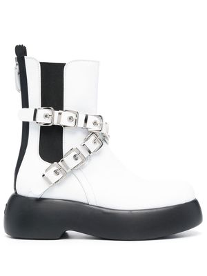 AGL strap-detail chunky boots - White